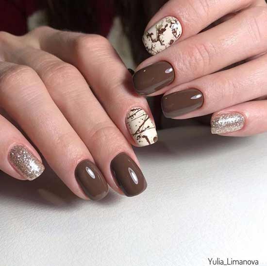 Dark brown manicure