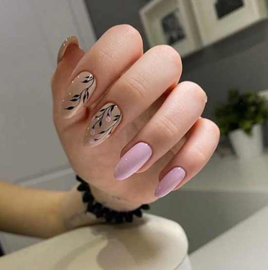 Brown-pink manicure