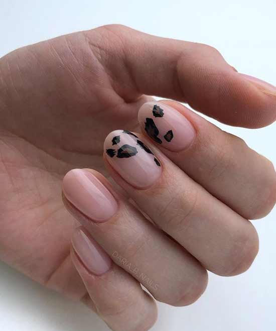 Manicure negative space with brown spots