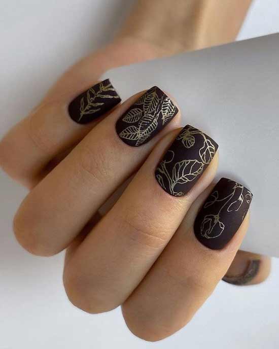 Brown manicure 2021: photo with design, beautiful ideas