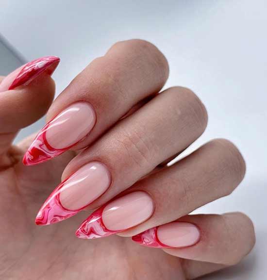 Colored French long nails