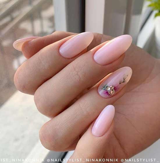 Nude manicure long nails