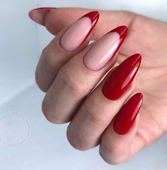 Red french long nails