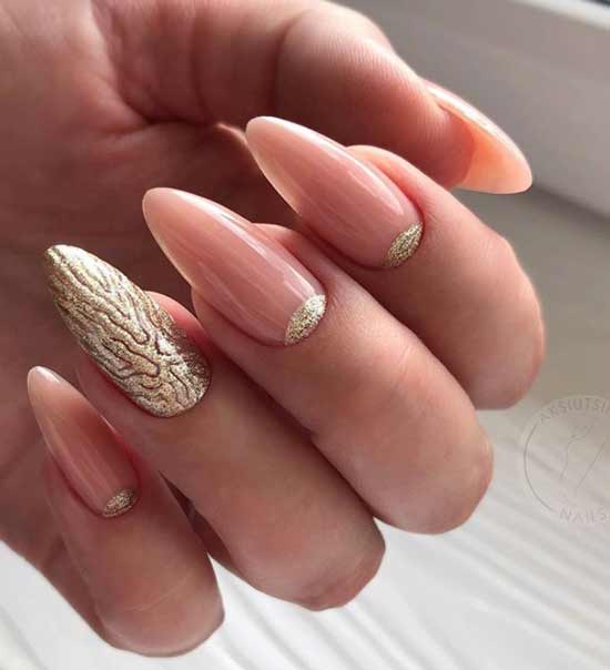 Beautiful golden beige long nails