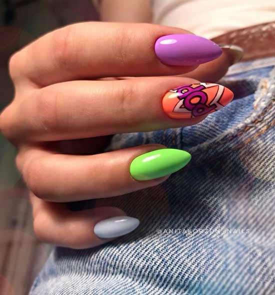 Pop art long nails