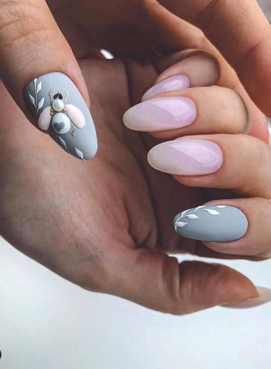 Manicure with cute insects