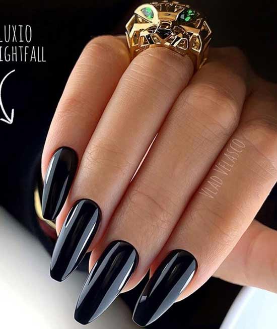 Beautiful black glossy manicure