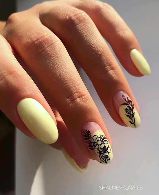 Adorable light yellow manicure