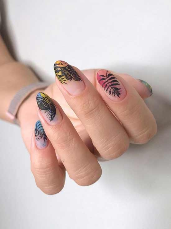 Beautiful stamping on the tips of the nails