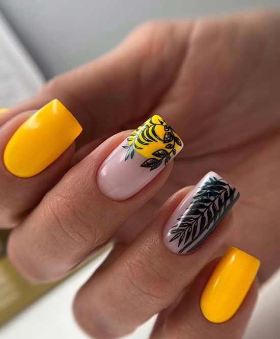 Beautiful square long nails in bright colors