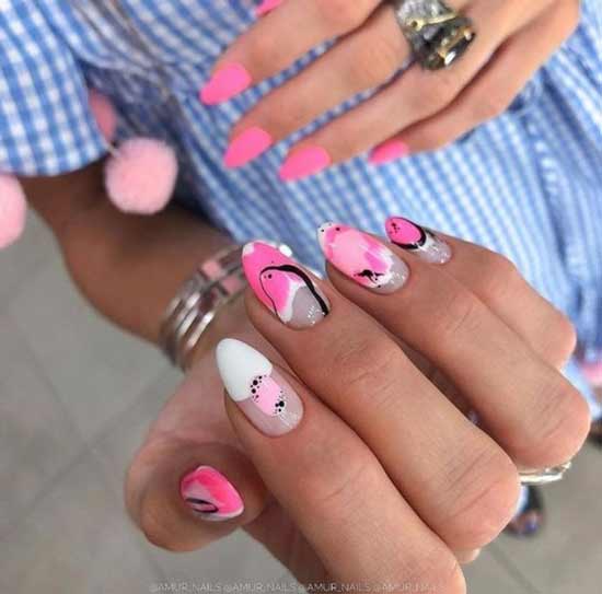 Pink and white manicure