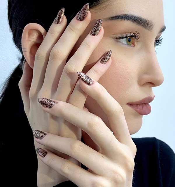 Beautiful manicure for long nails