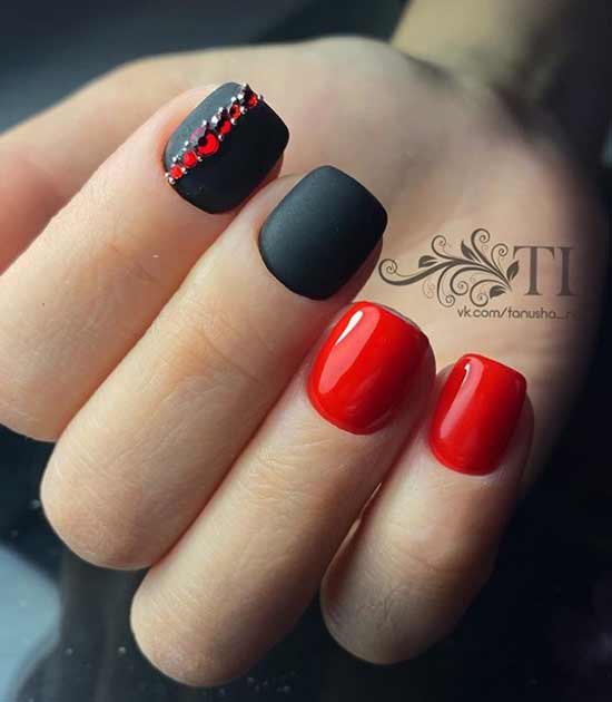 Contrasting manicure red with black