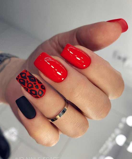 With red and black leopard print