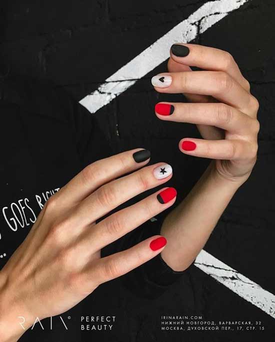 Rouge et noir pour les ongles courts