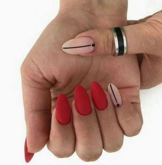 Black-pink and red nail art