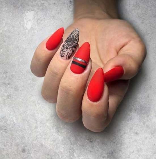 Scarlet and black manicure