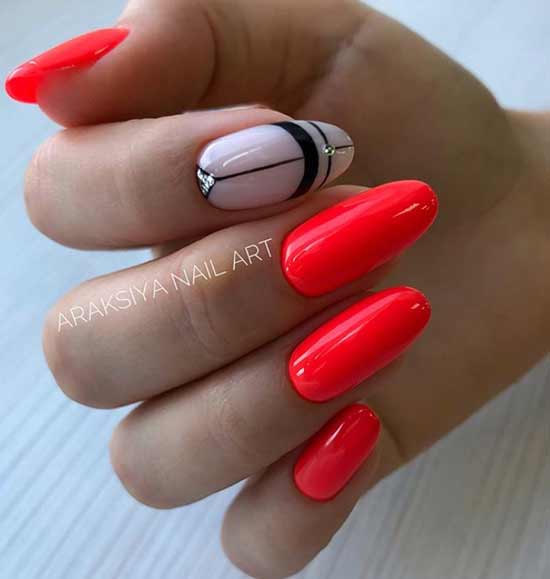 With black accent on one nail