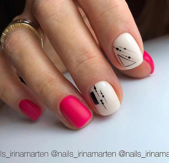 Conception d'ongles noir-blanc-rouge