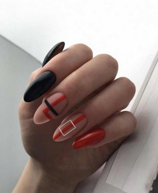 Red and black nail geometry