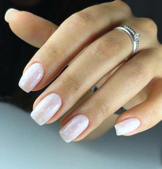 Delicate wedding manicure short nails