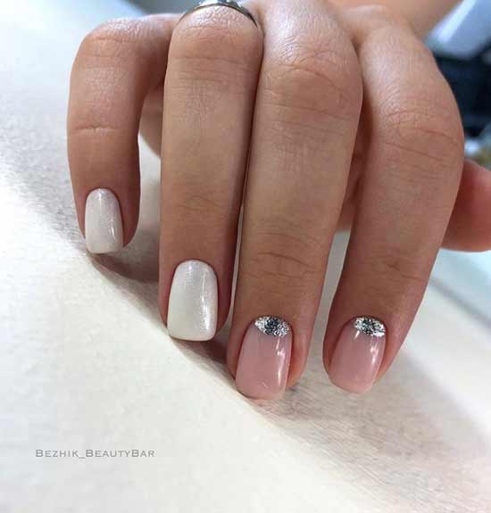 Beige and white manicure