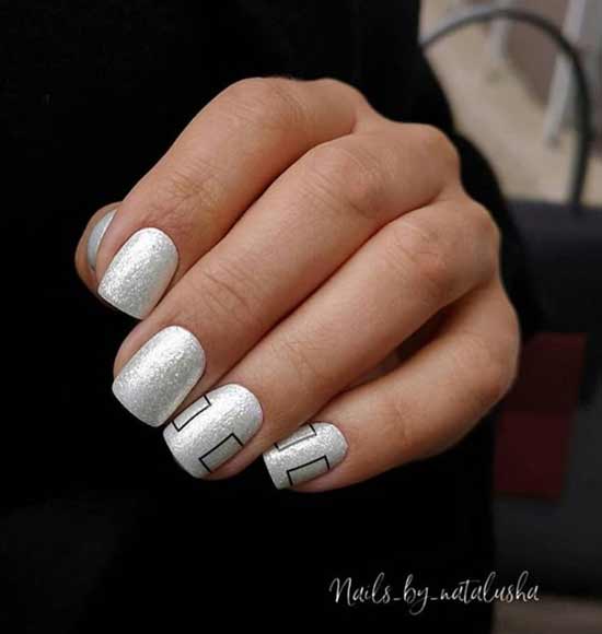 Manucure argent blanc