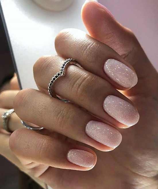 Pink wedding manicure short nails photo