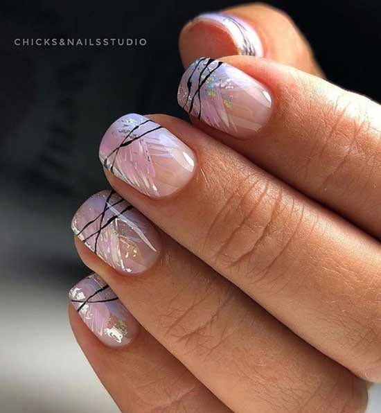 Wedding short manicure with decor