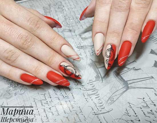 Snake on red nails photo