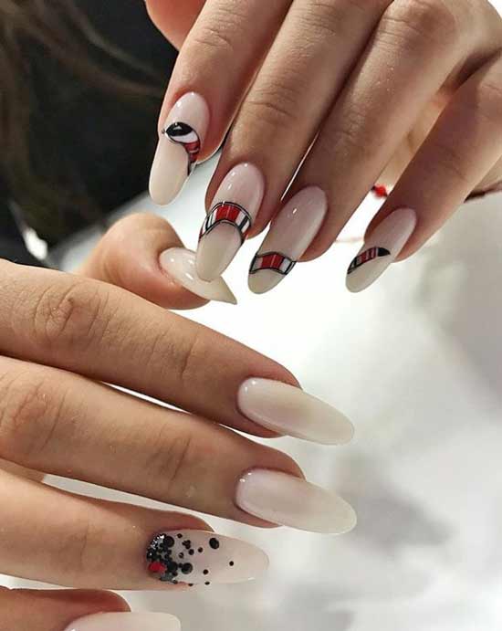 Beige long nails with a snake photo