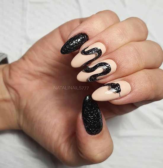 Long nails with a snake