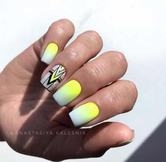 Gradient nail design with pattern