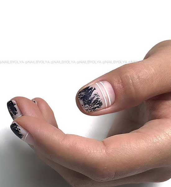 Nails with white stripes