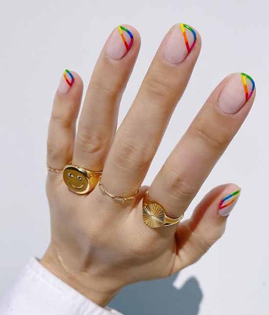 Nail design with stripes: 100 photos, new manicure ideas