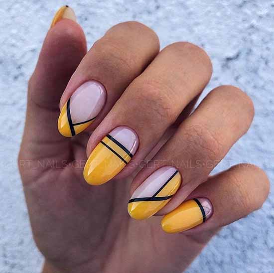 Nail design with stripes: 100 photos, new manicure ideas