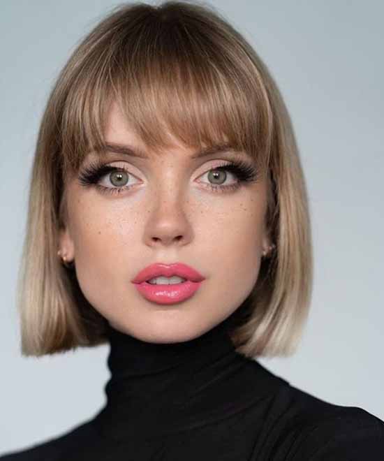 Short haircuts with bangs: photos, top types and shapes