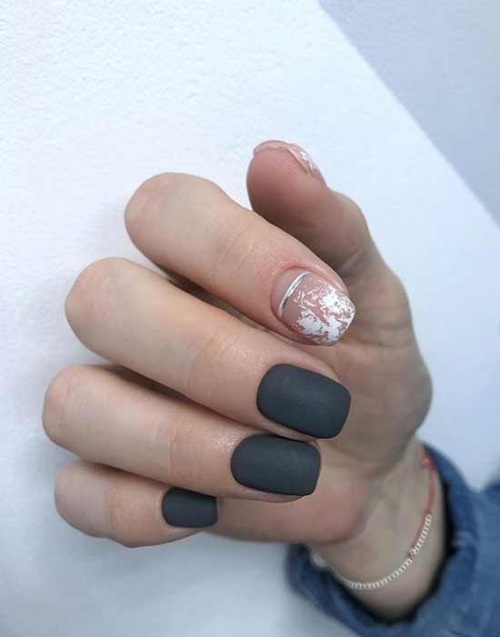 Black manicure without a pattern