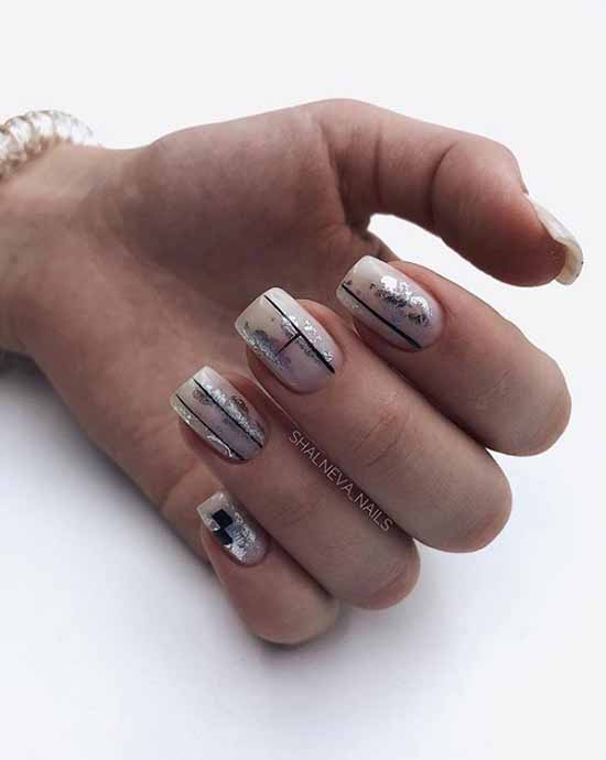 Manicure beige with black: 105 photos with the most beautiful design