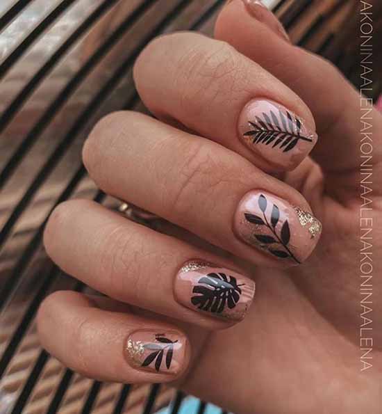 Manicure beige with black: 105 photos with the most beautiful design