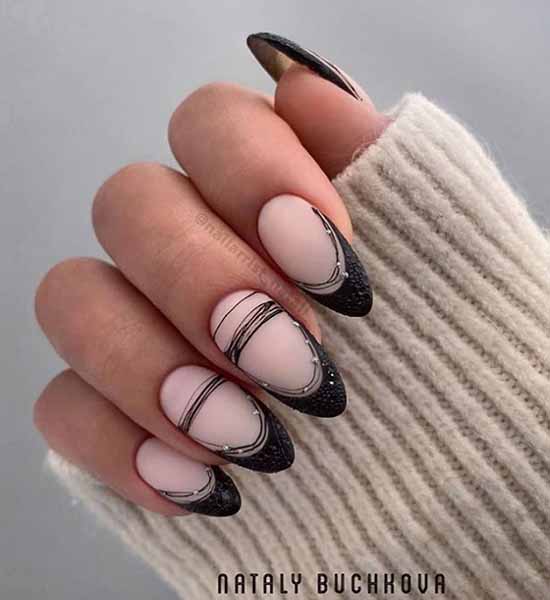 Manicure beige with black: 105 photos with the most beautiful design