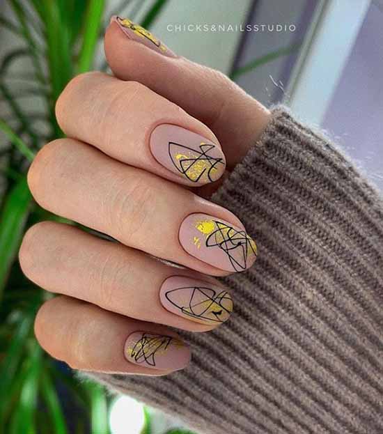 Manicure beige with black: 105 photos with the most beautiful design