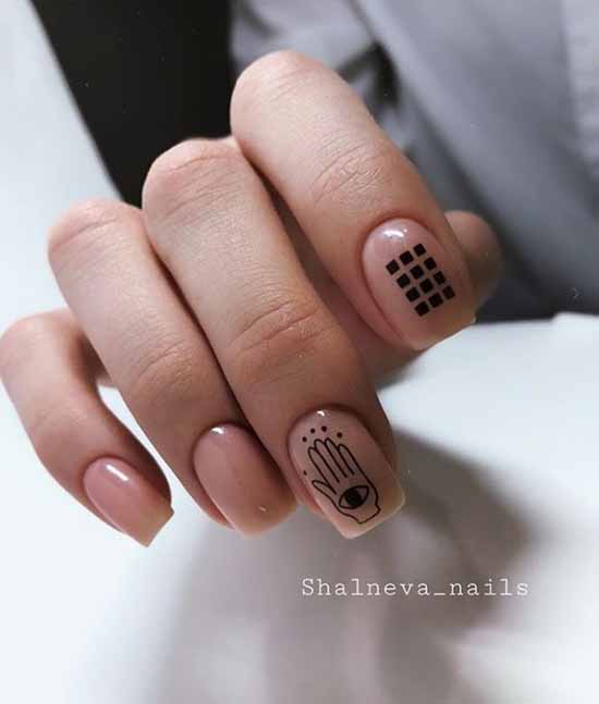 Manicure beige with black: 105 photos with the most beautiful design