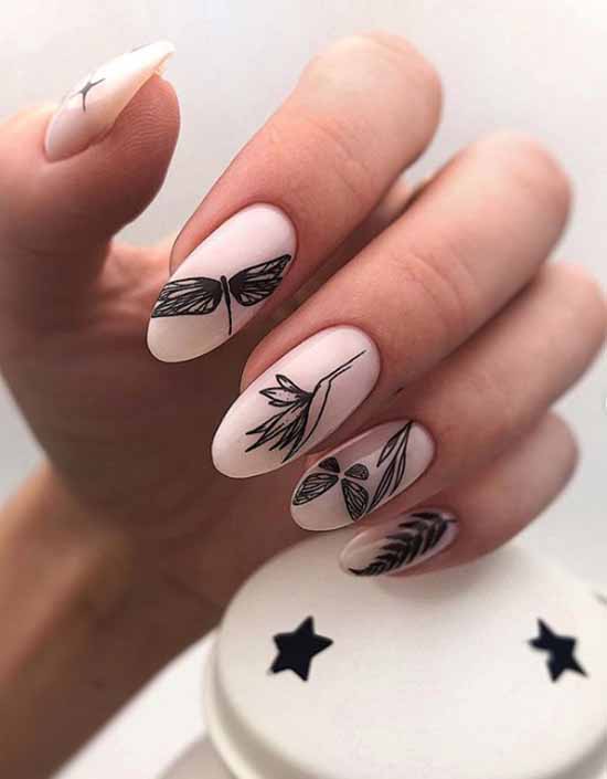 Manicure beige with black: 105 photos with the most beautiful design