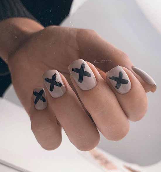 Manicure beige with black: 105 photos with the most beautiful design