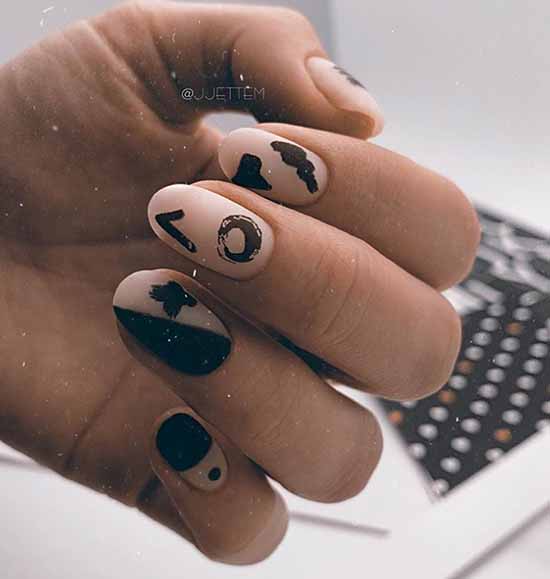 Manicure beige with black: 105 photos with the most beautiful design