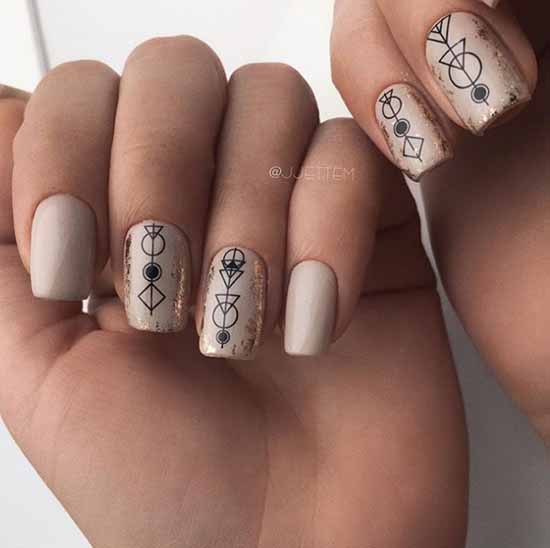 Manicure beige with black: 105 photos with the most beautiful design