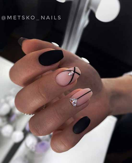 Manicure beige with black: 105 photos with the most beautiful design