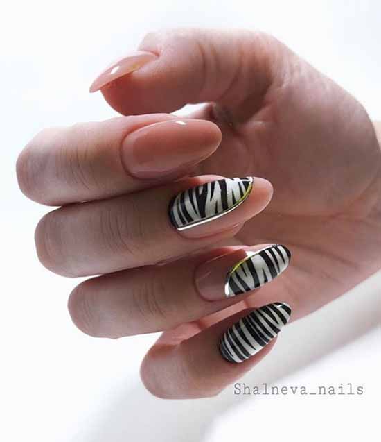 Manicure beige with black: 105 photos with the most beautiful design