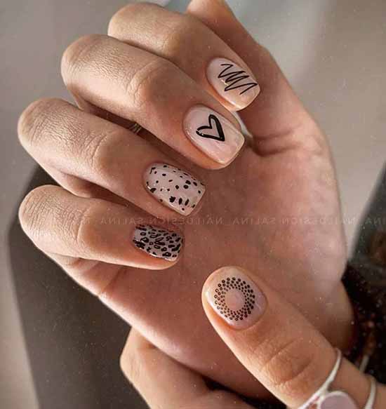 Manicure beige with black: 105 photos with the most beautiful design